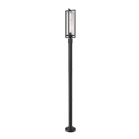 Z-Lite Aura 1 Light Outdoor Post Mounted Fixture, 9in. W x 99.5in. H, Black 5013PHBR-5012P-BK